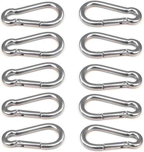 10 Pack Spring Snap Hook Carabiner Galvanized Steel Clip Keychain
