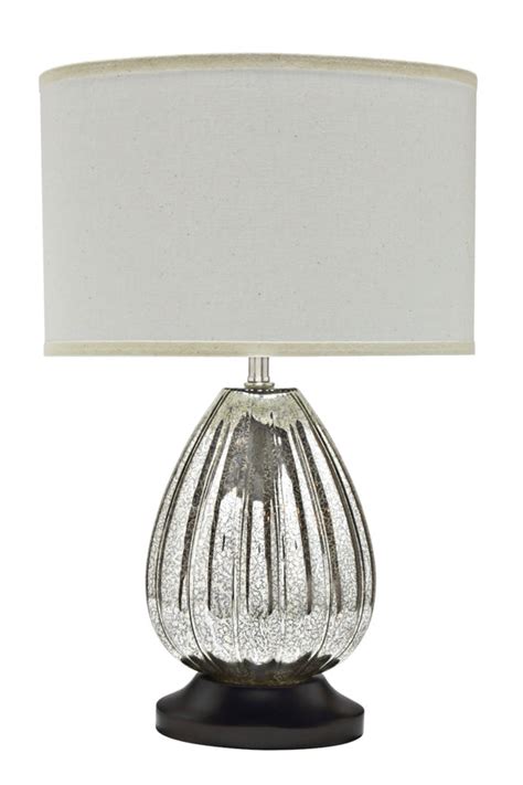 Top Rated Aspen Creative 40109 23" High Transitional Glass Table, Antique Crackle Walnut Oval Shaped Lamp Shade in Off White, (15"+ 8 1/2") Wide, Mercury with Wood Base