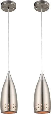 Ciata Lighting One-Light Adjustable Mini Pendant with Perforated Metal Shade (Brushed Nickel 2 Pack)
