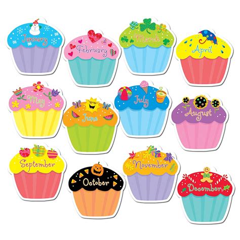 Free Shipping Offer Creative Teaching Press Cupcake Accents for Bulletin Boards & Classrooms, CTP 10” Jumbo Designer Cutouts, 12-Piece Set, Multicolor