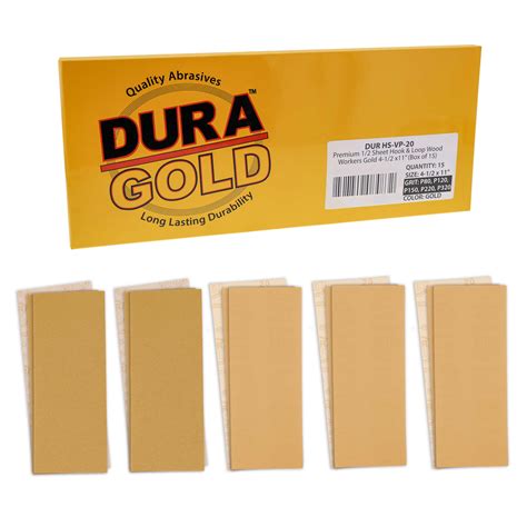 Best Cyber Deals 🔥 Dura-Gold Premium Sandpaper 1/3 Sheet Variety Pack Box - 80, 120, 150, 220 & 320 Grit (4 Sheets Each, 20 Total) - Wood Workers Gold, 3-2/3" x 9" Size, Hook & Loop Backing - Sand with Jitterbug Sander