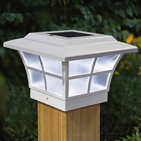 Exquisite Selebrity Solar Off White Post Deck Fence PVC Cap Light for 5"X5" Vinyl/PVC or Wood Post (4 Pack)