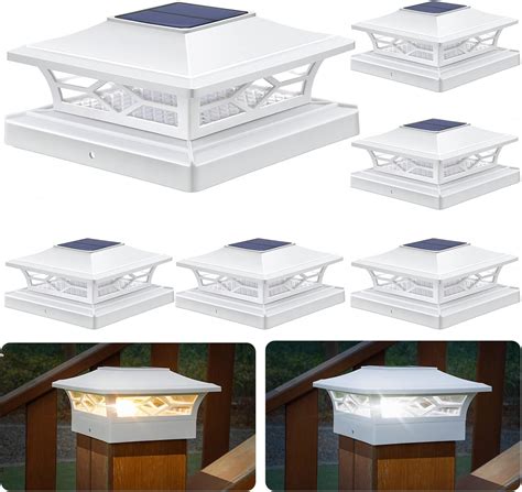Exquisite Selebrity Solar Off White Post Deck Fence PVC Cap Light for 5"X5" Vinyl/PVC or Wood Post (4 Pack)