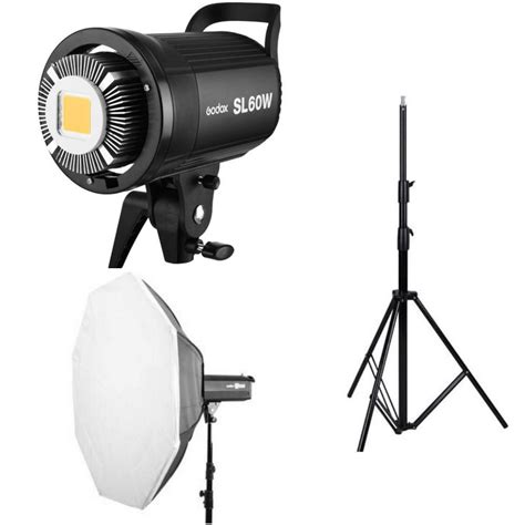 Godox SL-60W Kit with Softbox and 2.8M Stainless Steel Light Stand LED Video Light 5600K Studio Continuous Lamp Bowens Mount Wirelessly Adjust Photo Lights for YouTube, Wedding, Outdoor Shooting