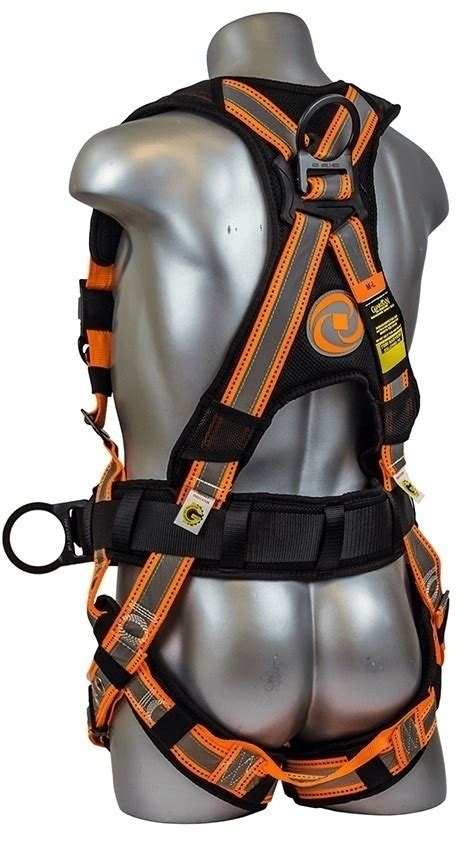 Guardian 21062 Cyclone Construction Harness with Sewn-On Silver Reflective Webbing, Quick Connect Chest, Tongue Buckle Waist and Tongue Buckle Legs, X-Large, Black/Orange