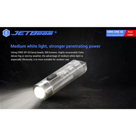 One-Day Sale: Up to 50% Off JETBeam Mini ONE USB Charge Cree XP-G3 500 Lumens 5 Color LED Flashlight