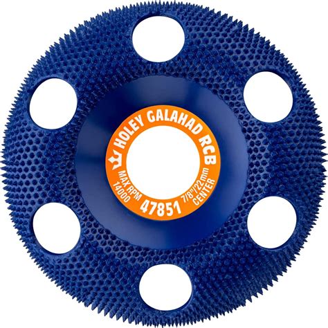 King Arthur's Tools Original and Patented Round Coarse Blue Holey Galahad Tungsten Carbide Disc for Woodworking, Shaping, and Smoothing - Fits most Standard 4 1/2", 115-125mm Angle Grinders #47851 RCB