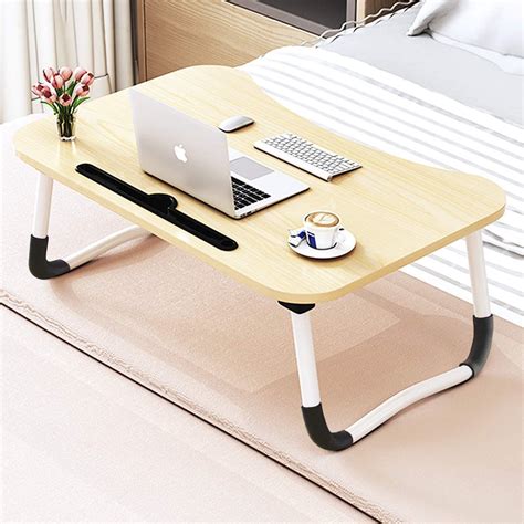 Lap Desk- Fits up to 13.5 Inch Laptop Desk, Foldable Bed Tray Breakfast Table with 4 Angles Tilting Top, Height Adjustable Laptop Stand