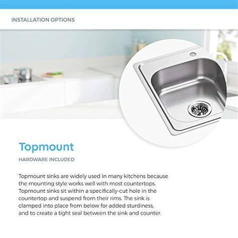 MR Direct T3120S Topmount Single Bowl 3/4-Inch Radius Kitchen Sink