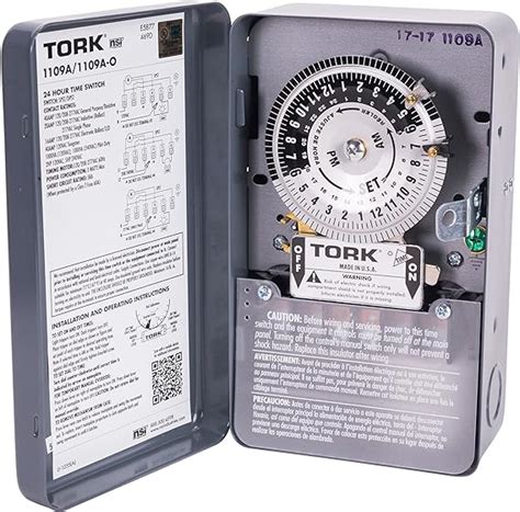 NSi Industries TORK 1109A Indoor 40-Amp Multi-Volt Mechanical Lighting and Appliance Timer - 24-Hour Programming - Multiple On/Off Settings - 120/208-277-Volt - Grey 2.9 x 4.7 x 7.9 inches