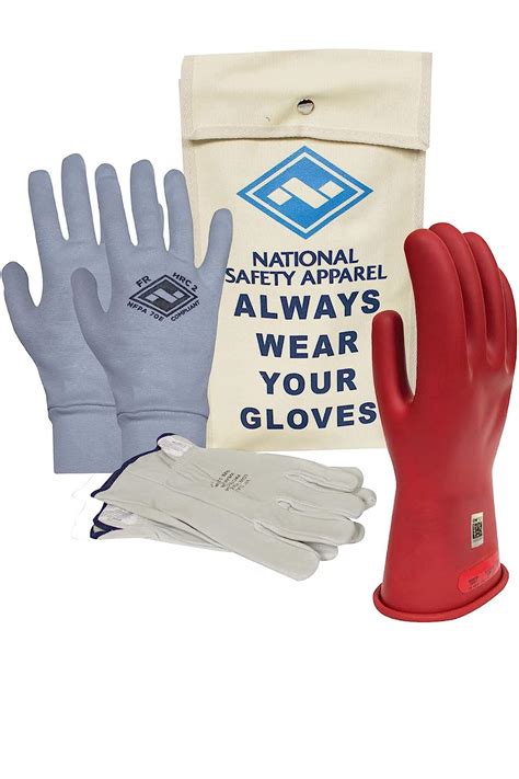 National Safety Apparel Class 0 Yellow Rubber Voltage Insulating Glove Kit with Leather Protectors, Max. Use Voltage 1,000V AC/ 1,500V DC (KITGC011Y)