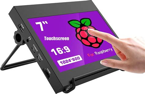 Best Quality PONPY 7" Ultra Thin 16:9 HD 800x480 Color TFT LCD Display Monitor Touch Button Monitor Screen with AV HDMI VGA Video Input