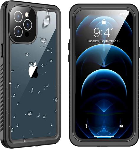 New Product SPIDERCASE Designed for iPhone 12 Pro Max Case, Waterproof Built-in Screen Protector, Shockproof Full Body Cover Rugged Case for iPhone 12 Pro Max 6.7”, Black/Clear