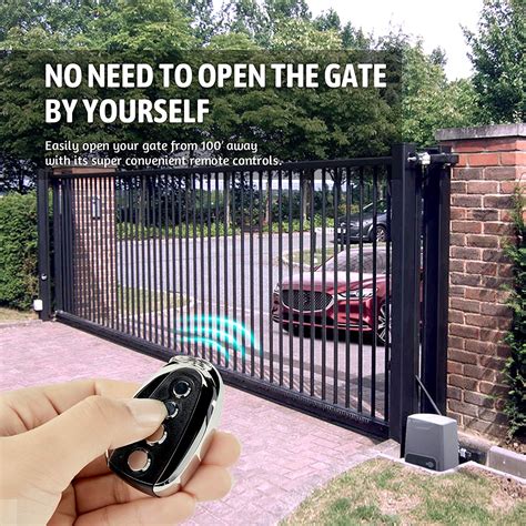 Sliding Gate Opener with Wireless Remotes, Roller Gate Opener, Automatic Slide Gate Opener Kit for Fence Driveway, Auto Chain Gate Opener Hardware with Controllers (for 3300 lbs Gate)