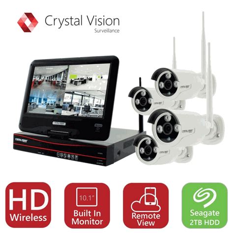 [4CH] Crystal Vision CVT9604E-3010W All-in-One True HD Wireless Surveillance System NVR CCTV w/ 2TB HDD, Built-in Monitor & Router, Camera Auto Pair