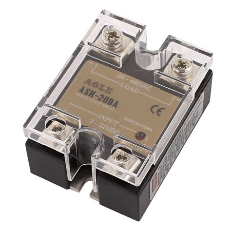 uxcell ASH-20DA 3-32VDC to 24-480VAC 20A Single Phase Solid State Relay Relay DC to AC Relay