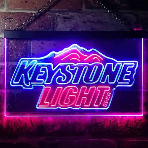 zusme Keystone Light Beer Novelty LED Neon Sign White + Blue W16 x H12